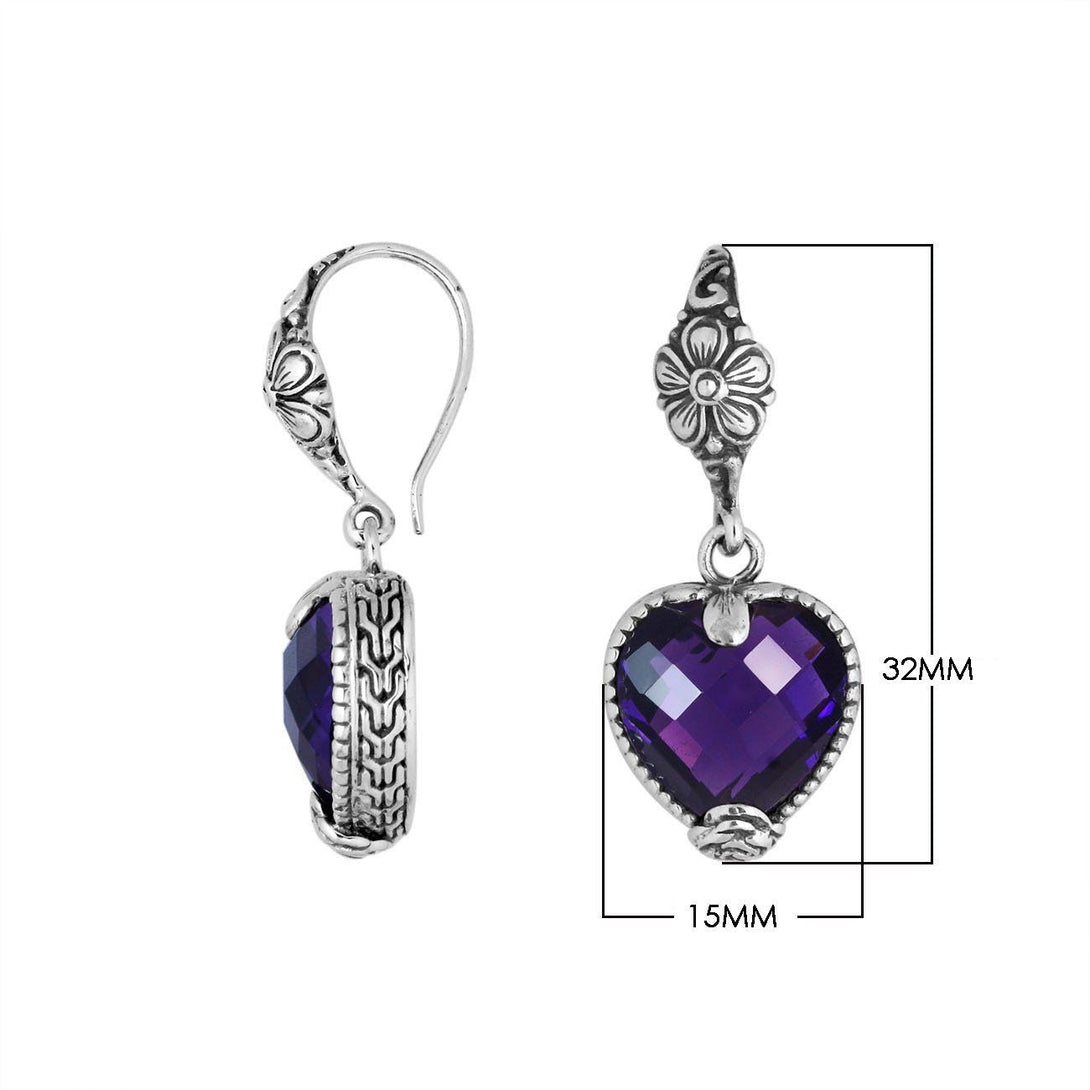 AE-6167-AM Sterling Silver Earring With Amethyst Q. Jewelry Bali Designs Inc 