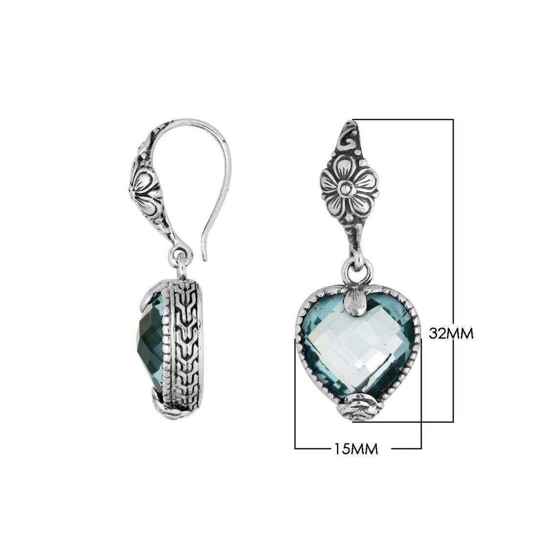 AE-6167-BT Sterling Silver Earring With Blue Topaz Q. Jewelry Bali Designs Inc 