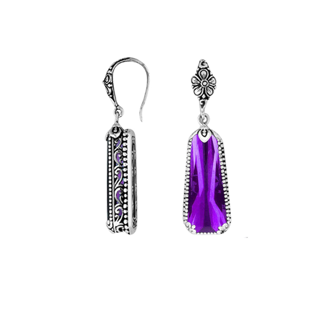 AE-6169-AM Sterling Silver Earring With Amethyst Q. Jewelry Bali Designs Inc 