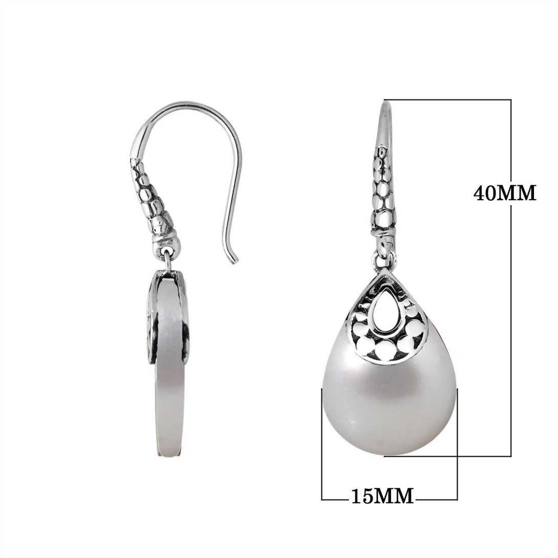AE-6184-MOP Sterling Silver Pears Shape Earring With Mother Of Pearl Jewelry Bali Designs Inc 
