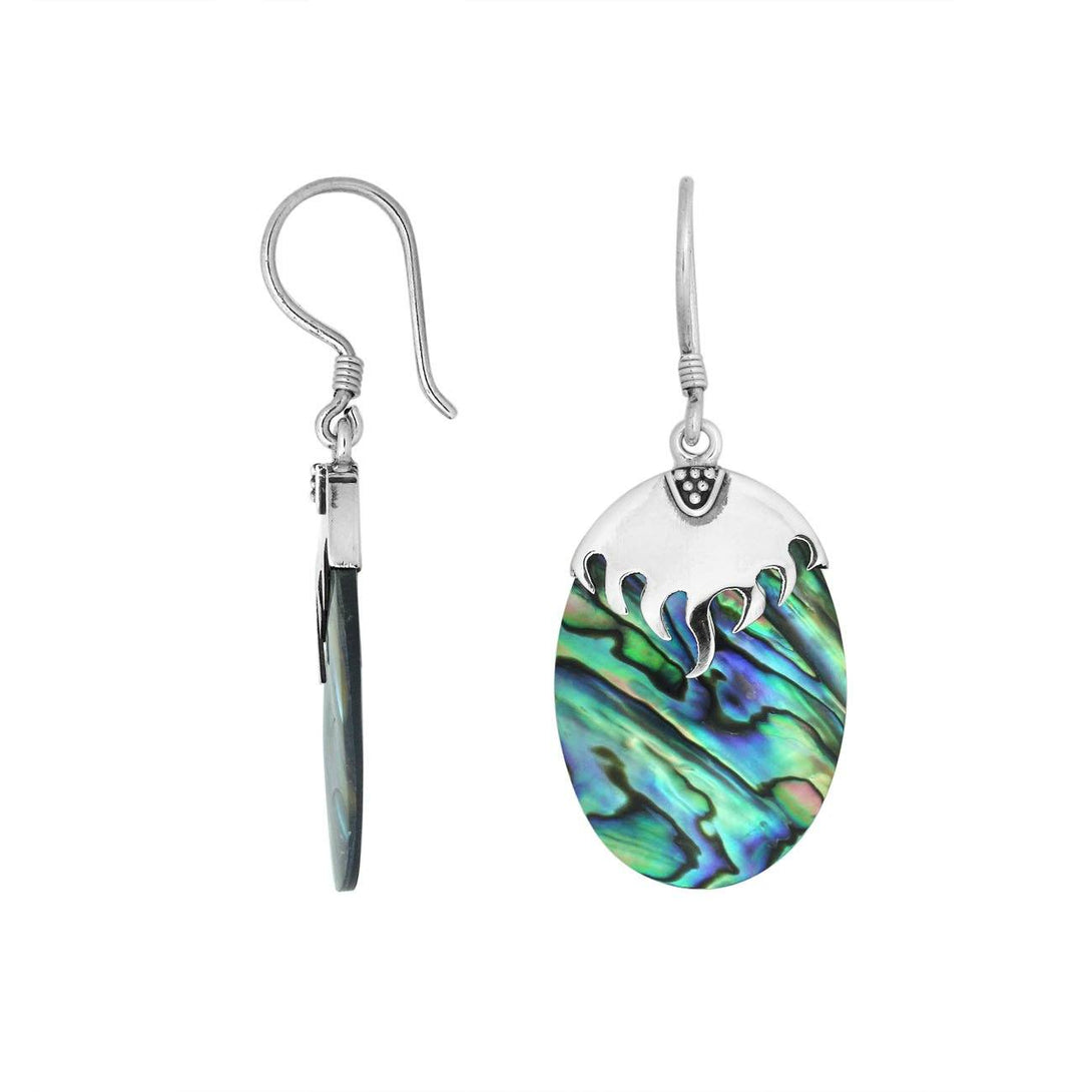 AE-6185-AB Sterling Silver Fancy Shape Earring With Abalone Shell Jewelry Bali Designs Inc 