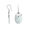 Wholesale sterling silver earrings with Mother Of Pearl ovals and a polished structured silver cap.