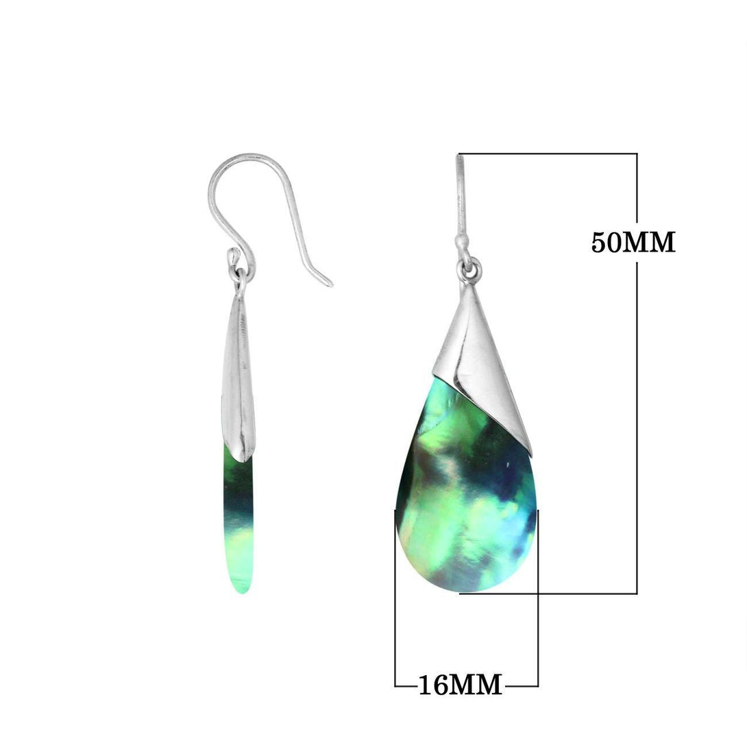 AE-6186-AB Sterling Silver Pear Shape Earring With Abalone Shell Jewelry Bali Designs Inc 