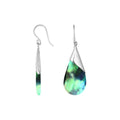 Wholesale sterling silver earrings with Abalone Shell tapered teardrops and a polished silver cap.