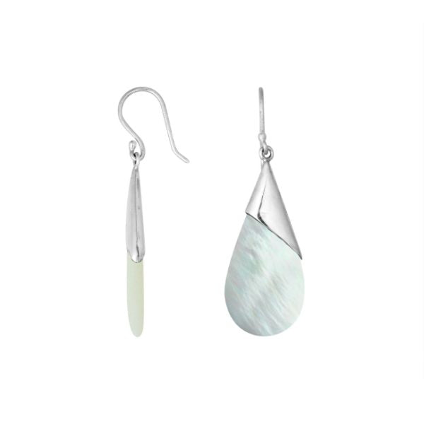 AE-6186-MOP Sterling Silver Pear Shape Earring With Mother Of Pearl Jewelry Bali Designs Inc 