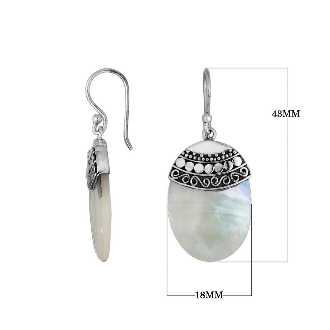 AE-6187-MOP Sterling Silver Fancy Earring With Mother Of Pearl Jewelry Bali Designs Inc 