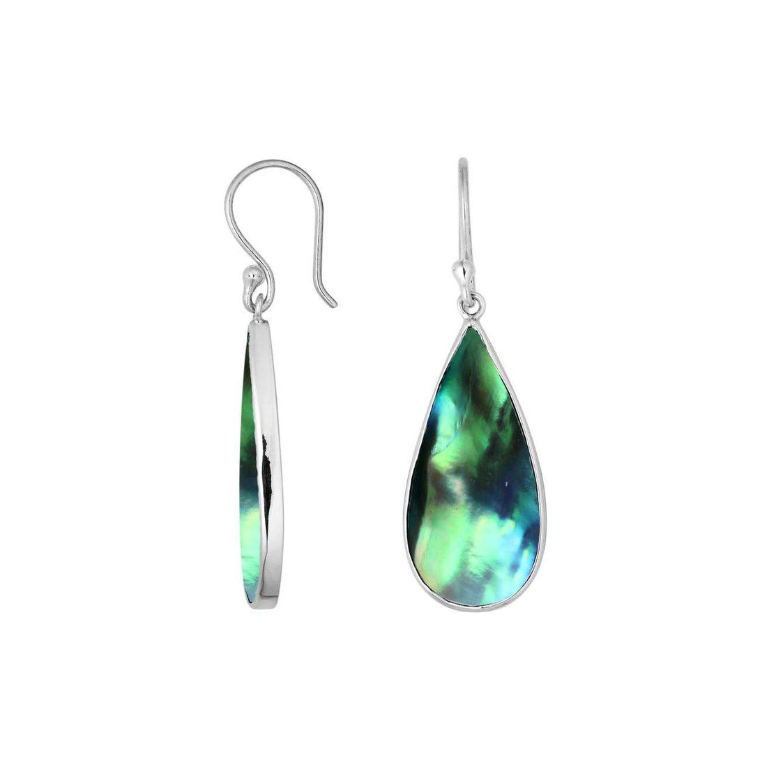 AE-6188-AB Sterling Silver Pear Shape Earring With Abalone Shell Jewelry Bali Designs Inc 