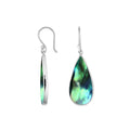 Wholesale sterling silver earrings with Abalone Shell teardrops in polished bezel frames.