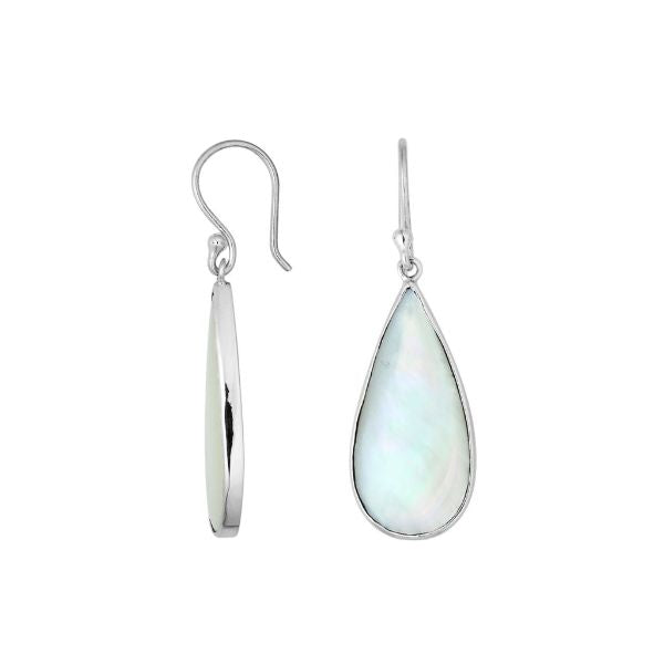 AE-6188-MOP Sterling Silver Pear Shape Earring With Mother Of Pearl Jewelry Bali Designs Inc 