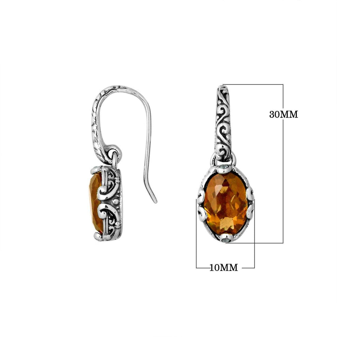 AE-6194-CT Sterling Silver Oval Shape Earring With Citrine Q. Jewelry Bali Designs Inc 