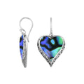 Wholesale Sterling Silver Heart Earrings Featuring Abalone Shell And Fine Filigree Work