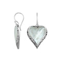 Wholesale Sterling Silver Mother Of Pearl Heart Earrings With Filigree Border