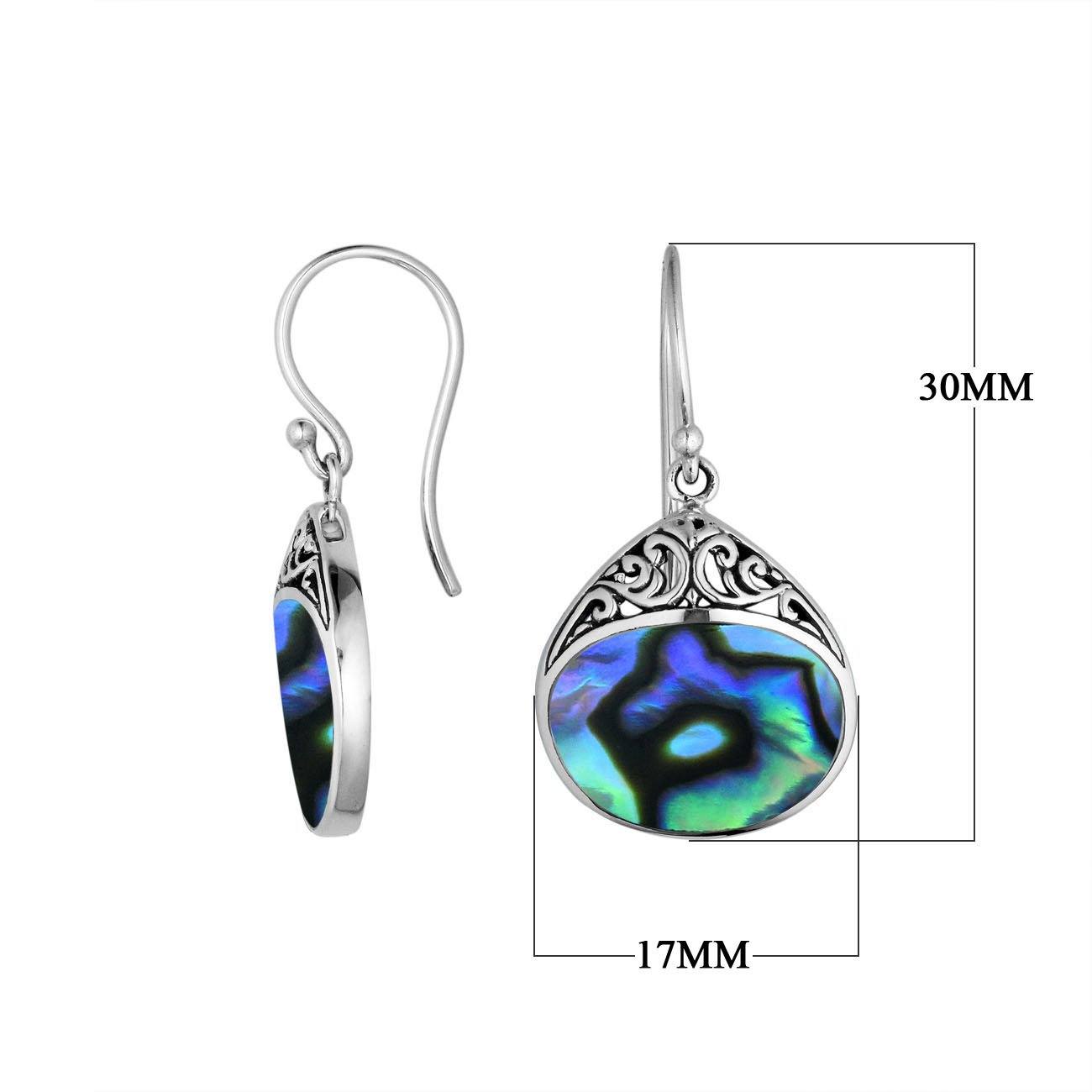 Wholesale Sterling Silver Drop Earrings With Abalone Shell And Filigree Design