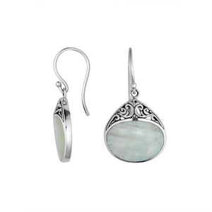 Wholesale Sterling Silver Mother Of Pearl Drop Earrings With Filigree Design