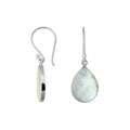 Wholesale Sterling Silver Mother Of Pearl pear drop earrings with polished frame and earwire lock handcrafted in Bali.