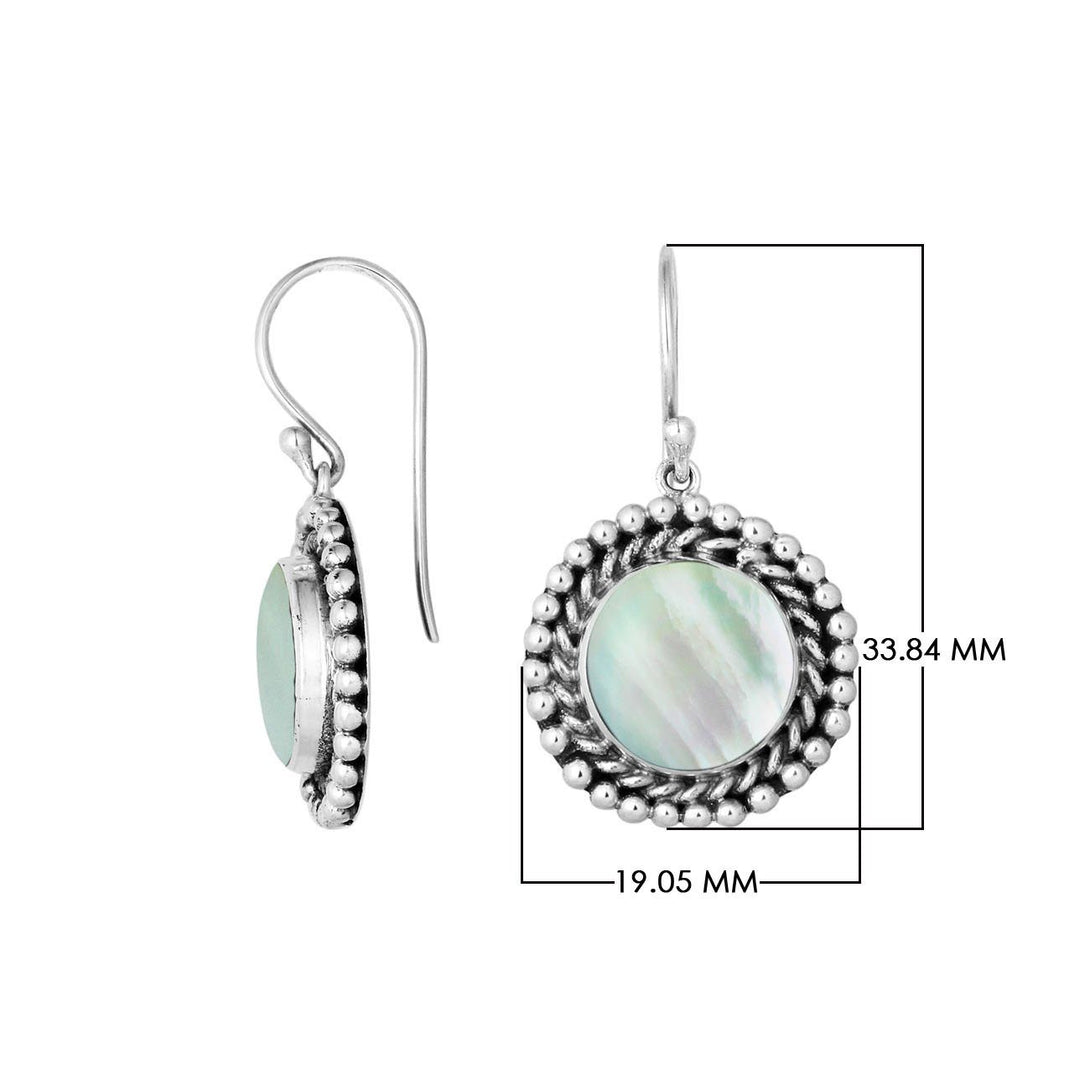 AE-6211-MOP Sterling Silver Round Shape Earring With Mother Of Pearl Jewelry Bali Designs Inc 
