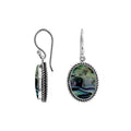 Wholesale Sterling Silver Oval Earrings With Abalone Shell And Rope Border