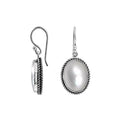 Wholesale Sterling Silver Oval Earrings With Mother Of Pearl And Rope Border