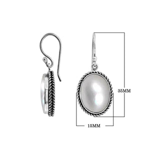 Wholesale Sterling Silver Oval Earrings With Mother Of Pearl And Rope Border