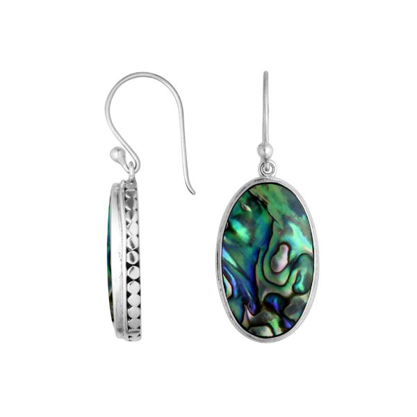 AE-6213-AB Sterling Silver Oval Shape Earring With Abalone Shell Jewelry Bali Designs Inc 