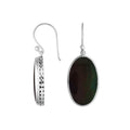 Wholesale Sterling Silver Oval Earrings With Black Shell And Hammered Edge