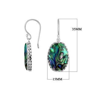 Wholesale Sterling Silver Abalone Shell Earrings With Hammered Edge And Bezel Design