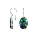 Wholesale Sterling Silver Abalone Shell Earrings With Hammered Edge And Bezel Design