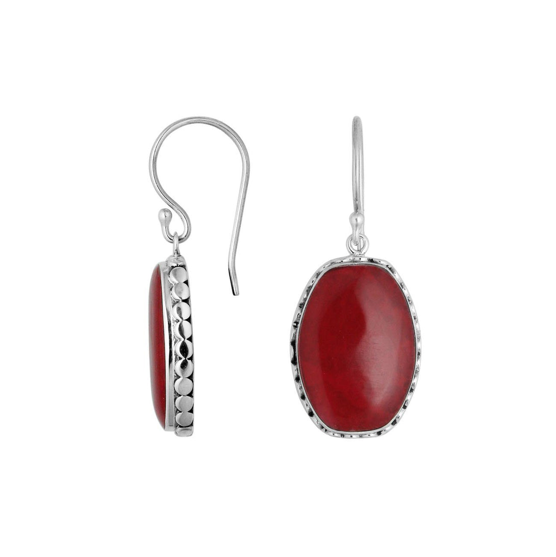 AE-6214-CR Sterling Silver Earring With Coral Jewelry Bali Designs Inc 