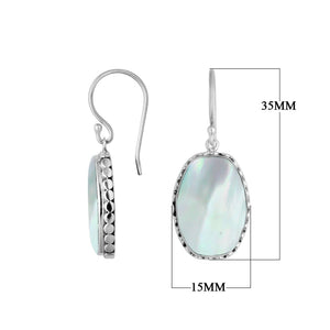 Wholesale Sterling Silver Mother Of Pearl Earrings With Hammered Edge Design