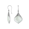 Silver contoured earrings with Mother Of Pearl and filigree accents