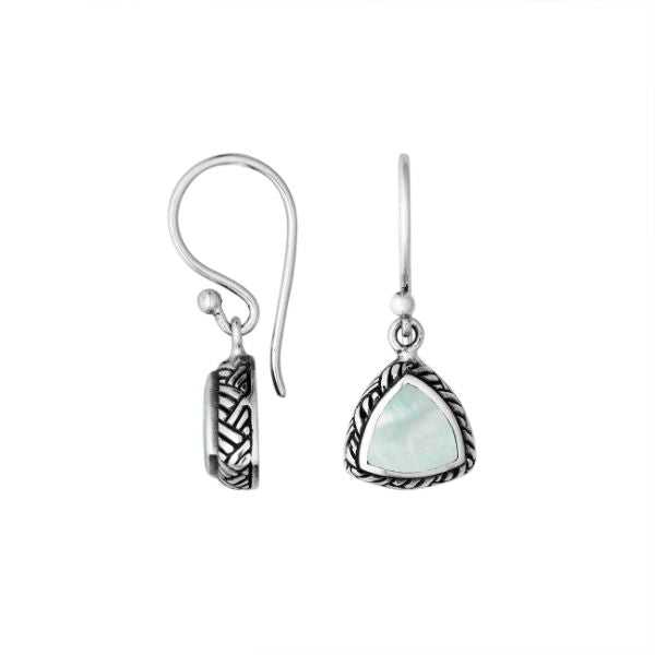 AE-6217-MOP Sterling Silver Trillion Shape Earring With Mother Of Pearl Jewelry Bali Designs Inc 