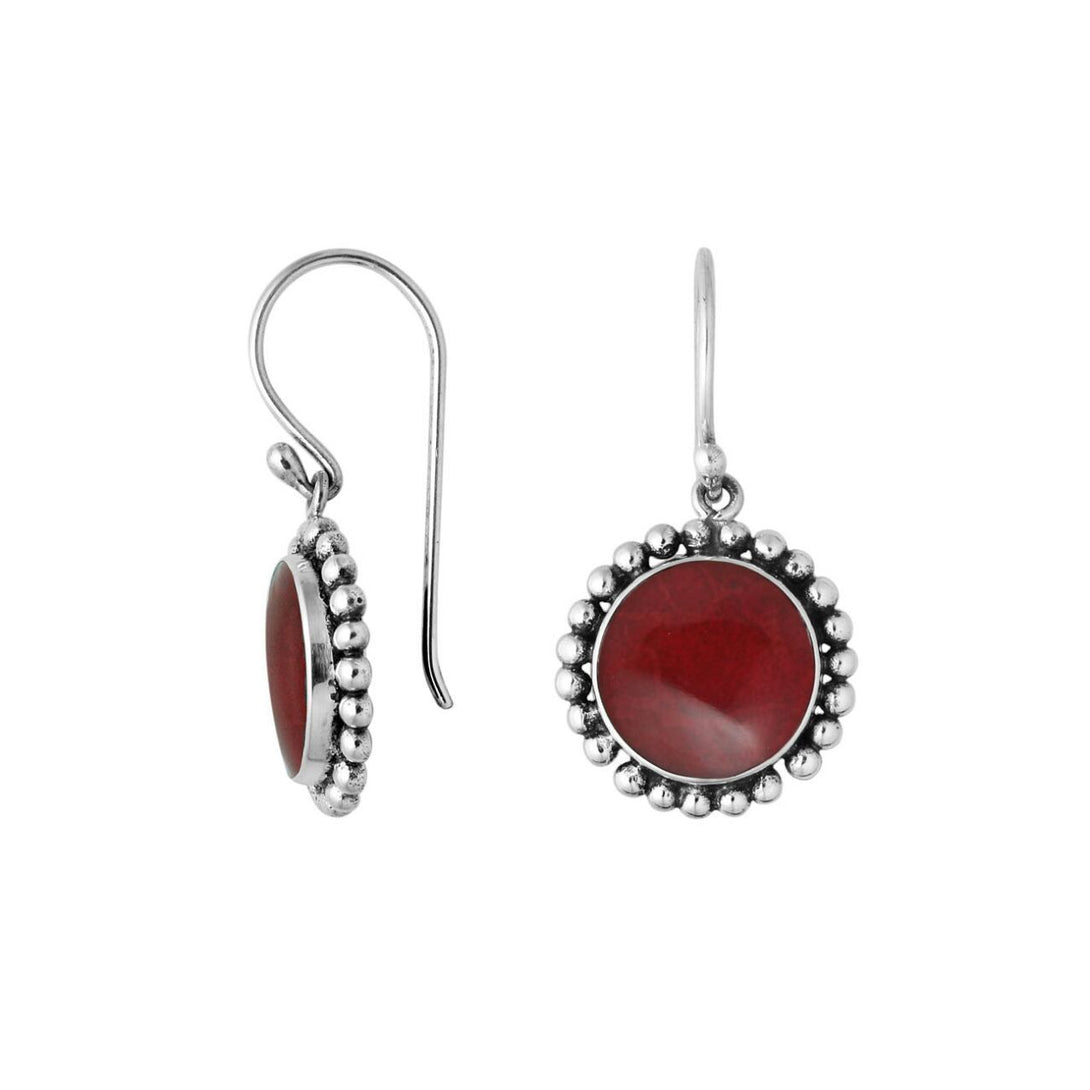 AE-6218-CR Sterling Silver Earring With Coral Jewelry Bali Designs Inc 