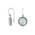 Wholesale sterling silver round Mother Of Pearl hook earrings with beaded detailing