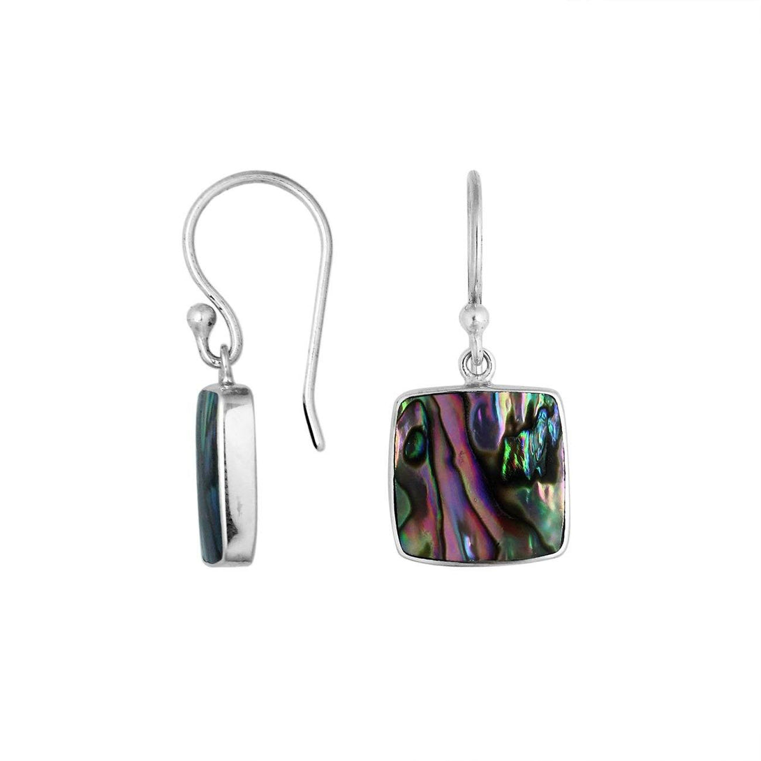 AE-6222-AB Sterling Silver Square Shape Earring With Abalone Shell Jewelry Bali Designs Inc 