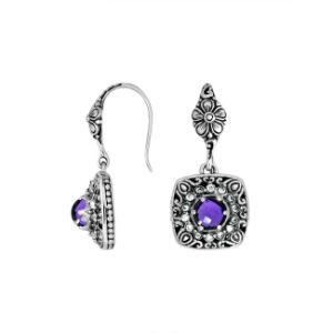 AE-6224-AM Sterling Silver Earring With Amethyst Q. Jewelry Bali Designs Inc 