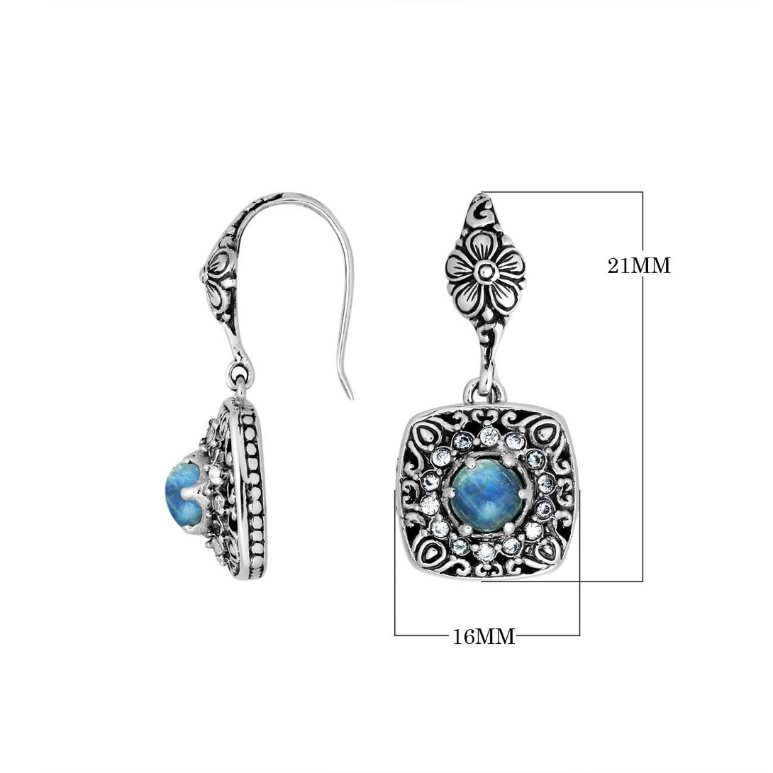 AE-6224-RM Sterling Silver Earring With Rainbow Moonstone Jewelry Bali Designs Inc 
