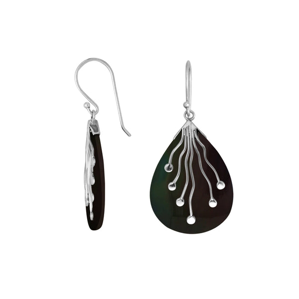 AE-6230-SH.B Sterling Silver Earring With Black Shell Jewelry Bali Designs Inc 