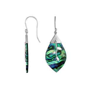 Wholesale sterling silver leaf Abalone Shell earrings with silver branch detailing