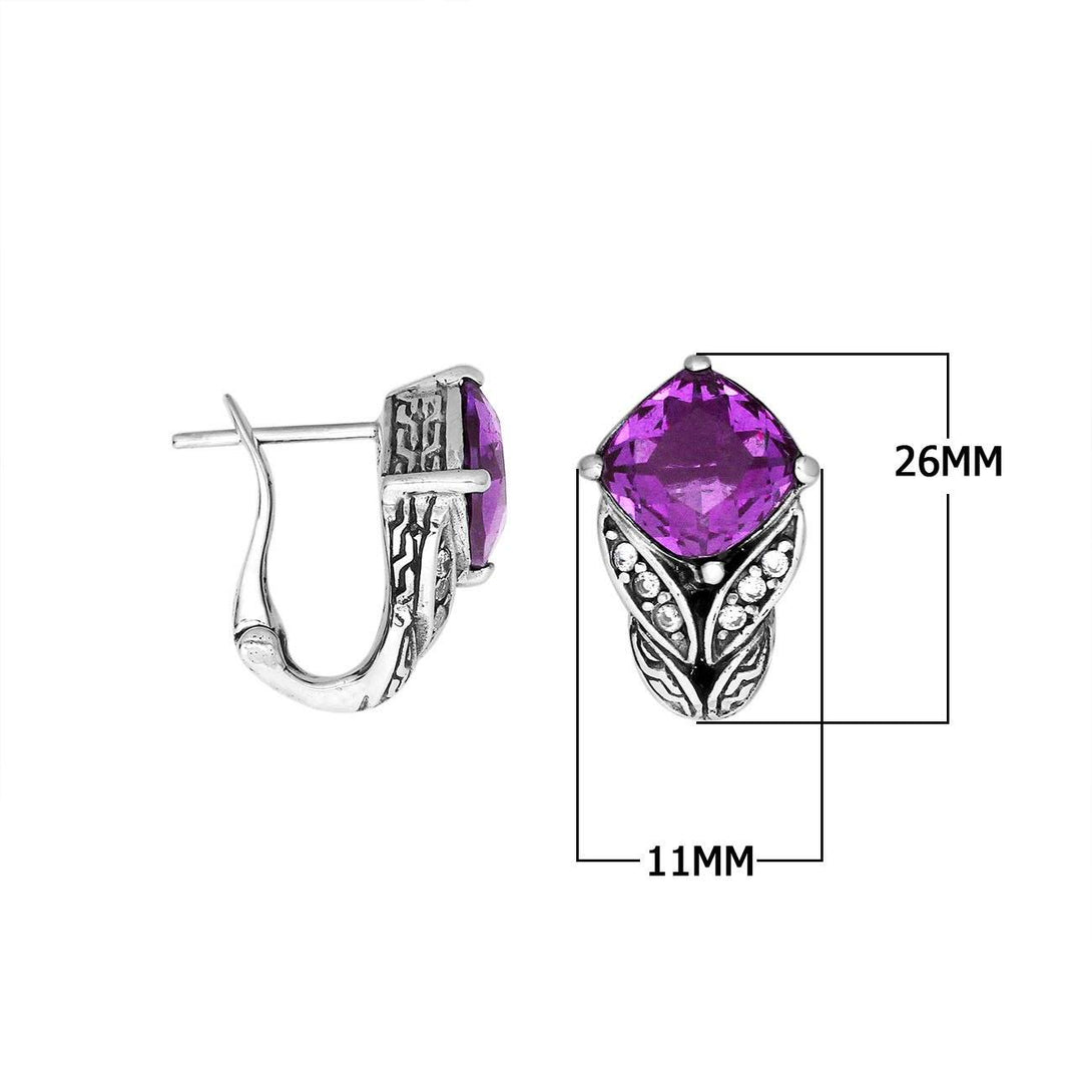AE-6233-AM Sterling Silver Earring With Amethyst Q. Jewelry Bali Designs Inc 