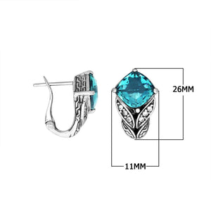 Wholesale sterling silver Blue Topaz Quartz and Cubic Zirconia earrings with handcrafted detailing