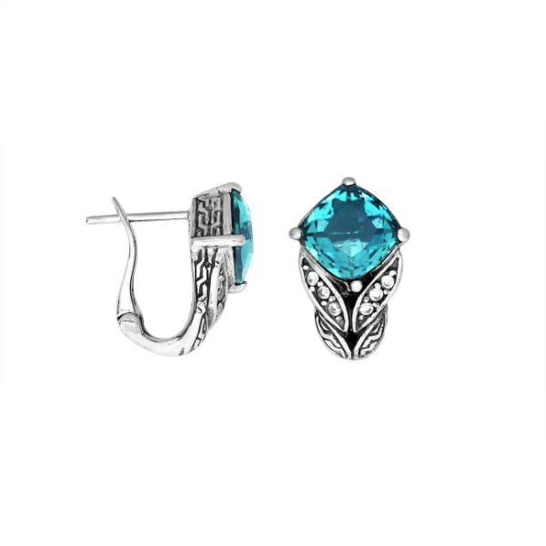 AE-6233-BT Sterling Silver Earring With Blue Topaz Q. Jewelry Bali Designs Inc 