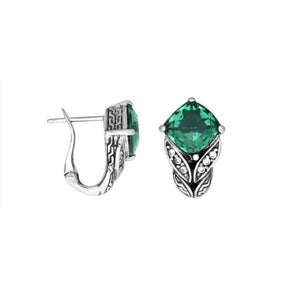 Wholesale sterling silver Green Quartz and Cubic Zirconia earrings with handcrafted detailing