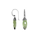 Wholesale sterling silver Green Amethyst Quartz earrings with handcrafted silver cap detailing