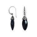 Wholesale sterling silver Black Onyx drop earrings with handcrafted silver detailing