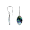 Wholesale sterling silver marquise-shaped Abalone Shell earrings with polished silver edges