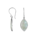Wholesale sterling silver marquise-shaped Mother Of Pearl earrings with polished silver edges