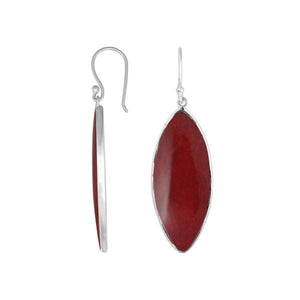 Wholesale sterling silver marquise earrings featuring rich Red Coral with a clean polished finish.
