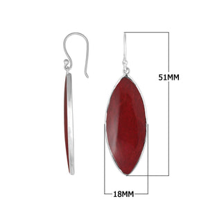 Wholesale sterling silver marquise earrings featuring rich Red Coral with a clean polished finish.