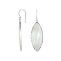 Wholesale sterling silver marquise earrings featuring radiant Mother Of Pearl with a polished clean-edge finish.