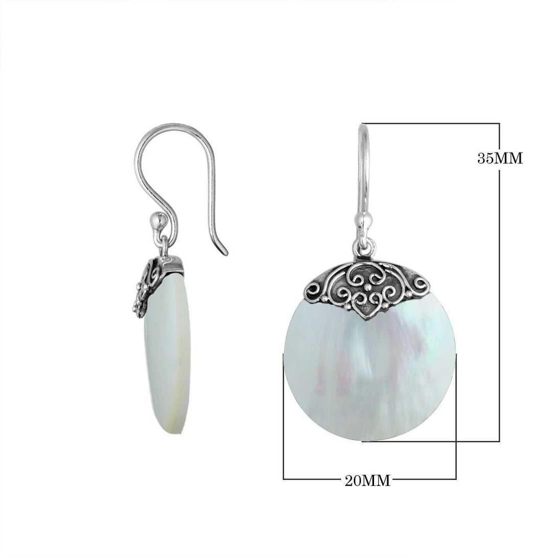 AE-6239-MOP Sterling Silver Round Earring With Mother Of Pearl Jewelry Bali Designs Inc 